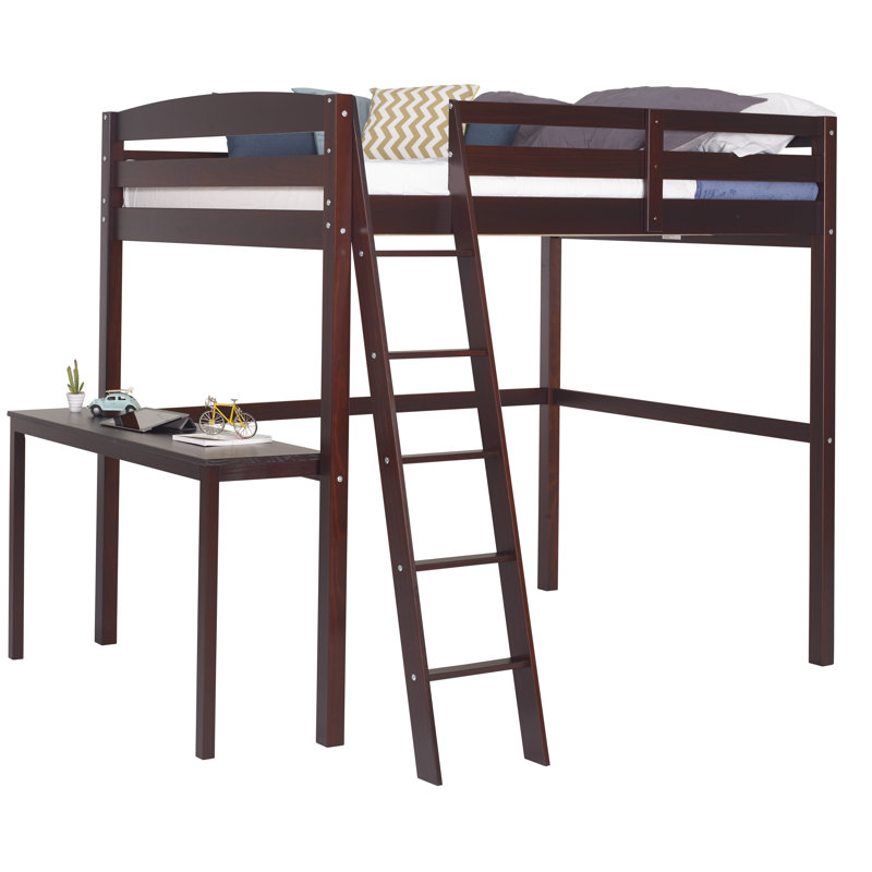 Mack & Milo™ Mallika Solid Wood Loft Bed with BuiltinDesk by Mack